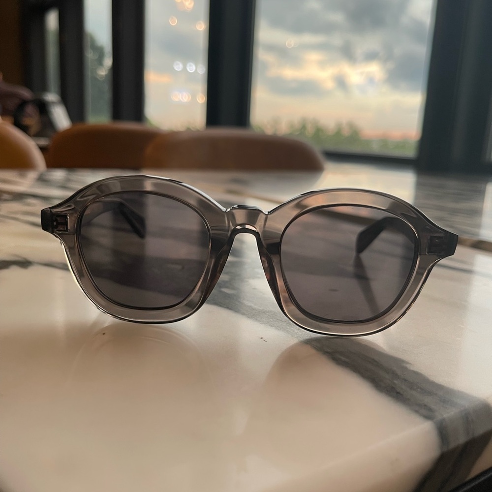 Celine Gray Transparent Round Sunglasses with Dark Lenses